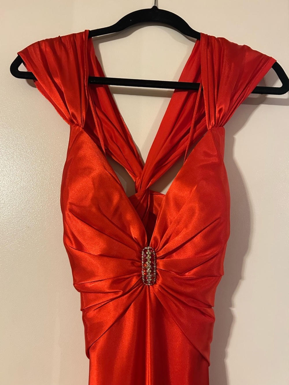 La Femme Satin Formal Prom Gown Burnt Orange Size 4